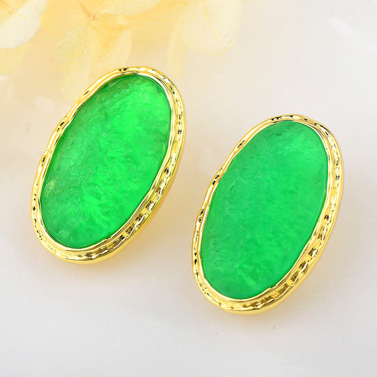 Royal Green Resin Earrings