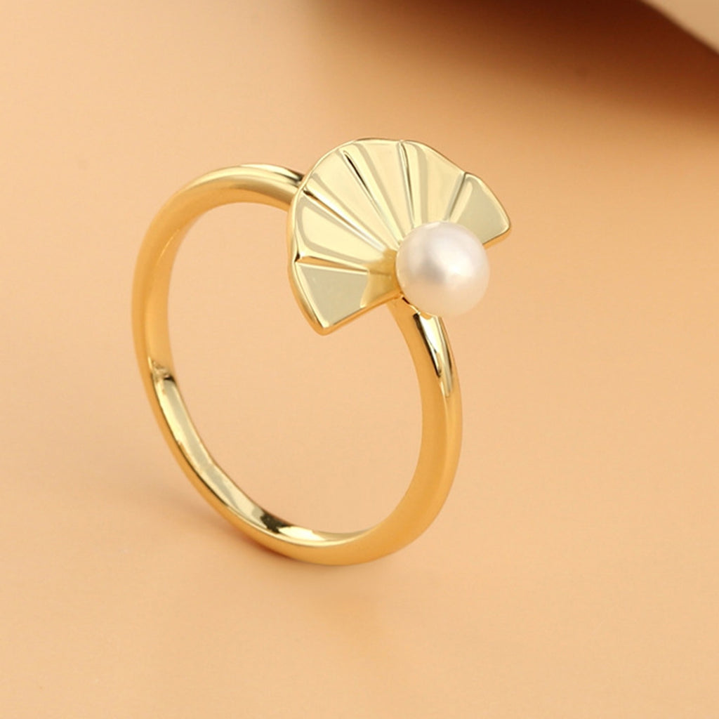 Stylish Golden Artificial Pearl Ring
