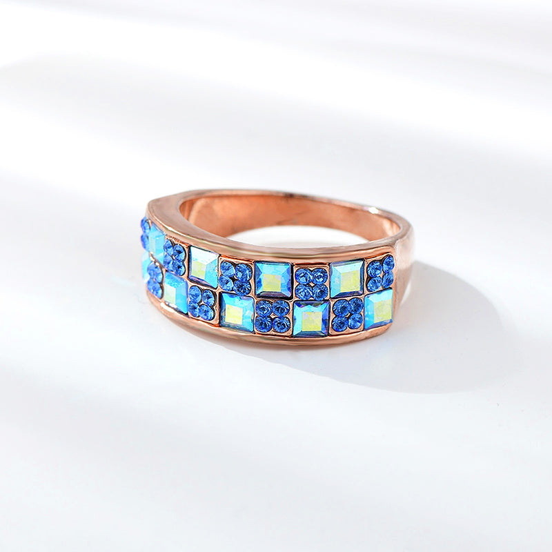 BLUE ARTIFICIAL CRYSTAL RING