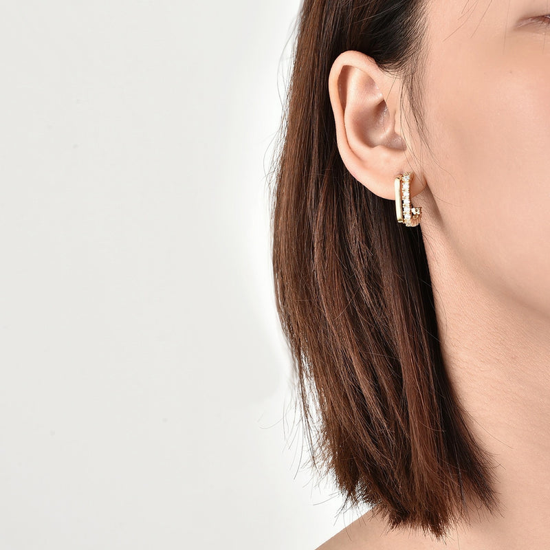 Stylish Golden Cubic Zirconia Earrings