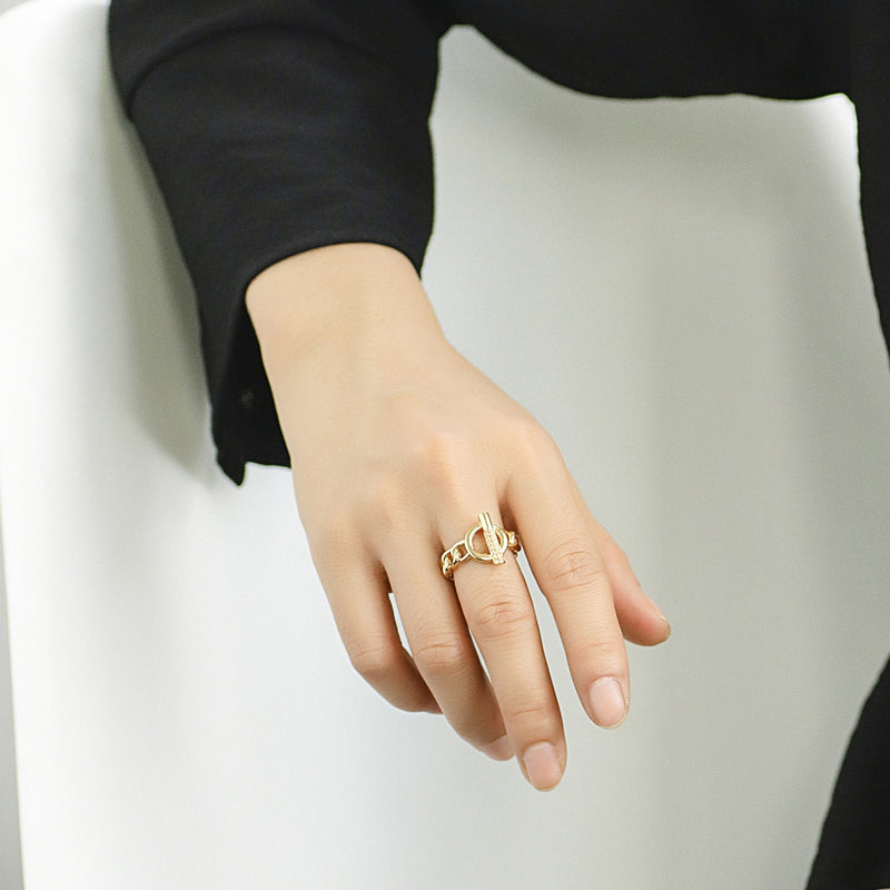 Chain Adjustable Golden Plated Ring