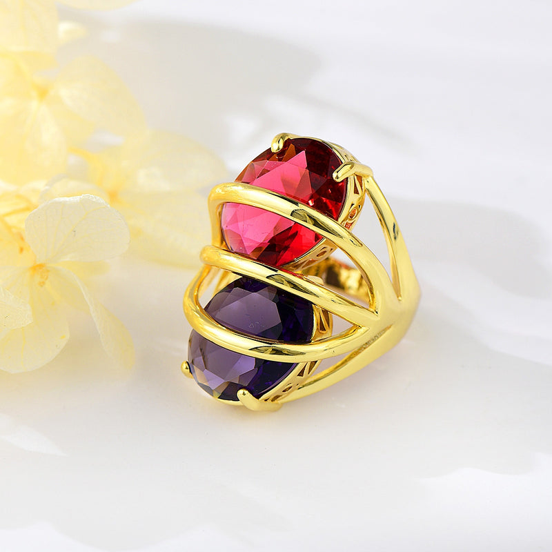 Double-colored Artificial Crystal Ring