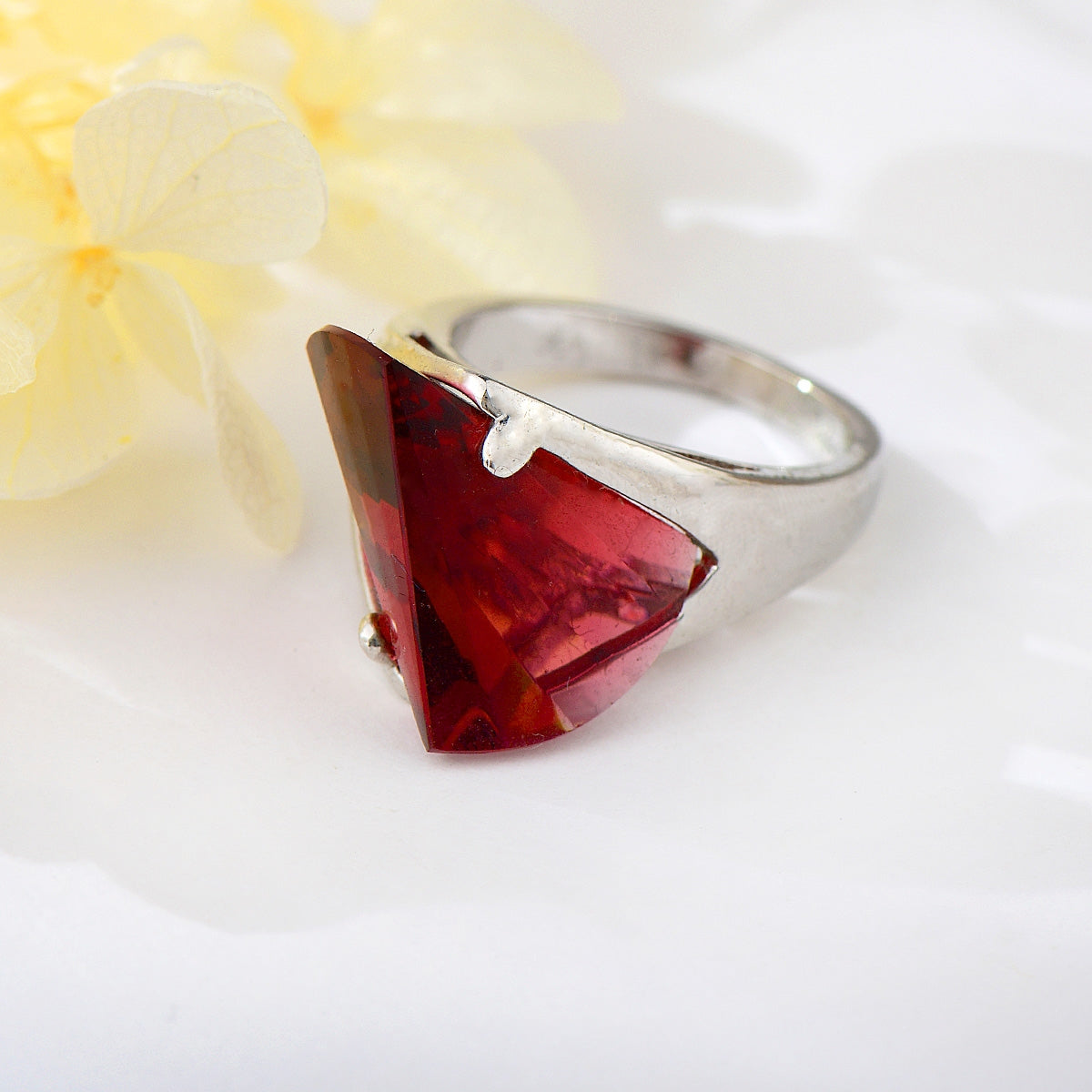 Red Artificial Crystal Ring